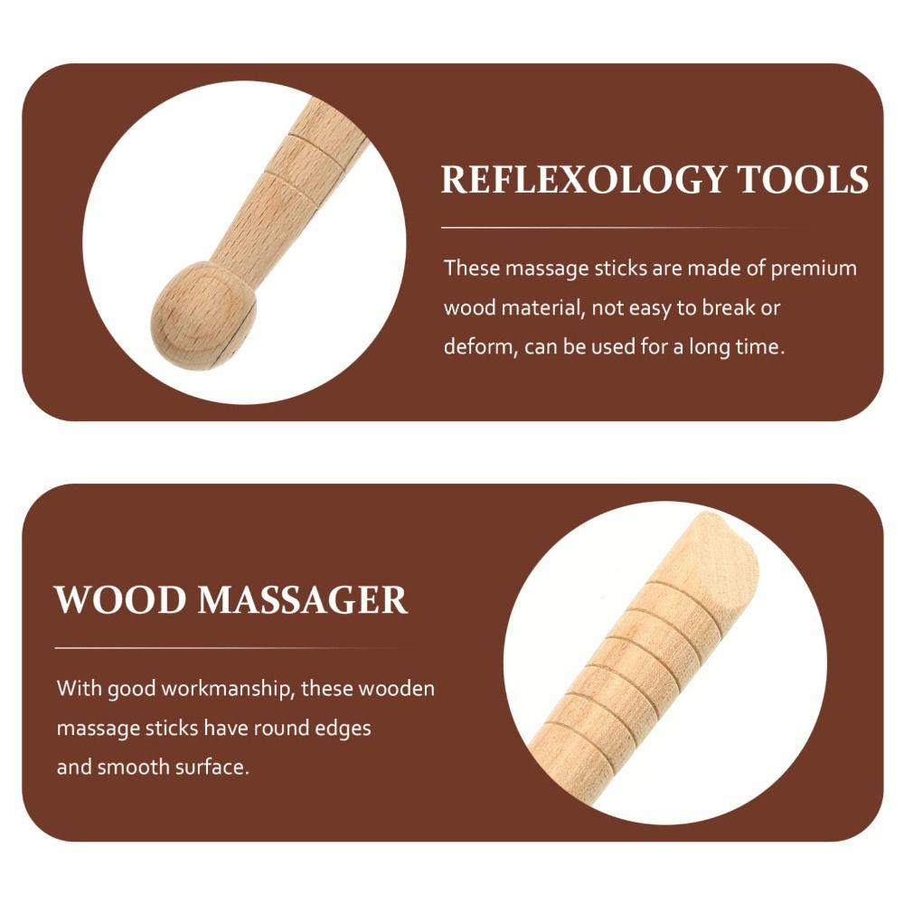 3PCS Wooden Manual Acupressure Stick Multi-functional Muscle Roller Stick  Foot Body Face