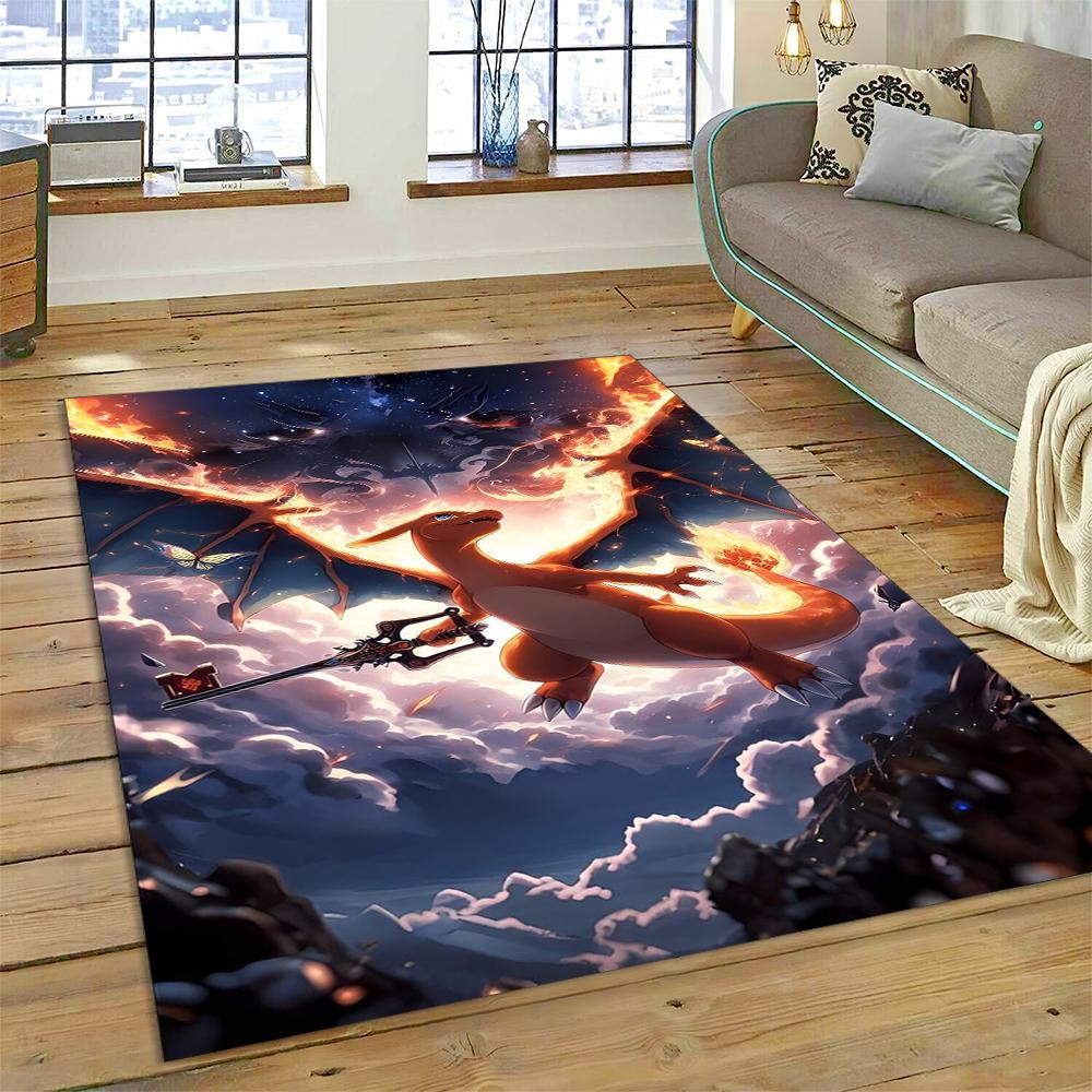 27 Stili Charizard Charmander Pokemon di Fuoco Cartone Animato Dracaufeu Tappeto per Camera da Letto Soggiorno Casa Decorazione Divano, Tappetino