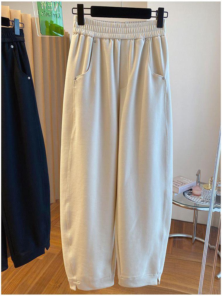 Women's High-Waist Loose Fit Lantern Harem Pants - Spring Casual Wear