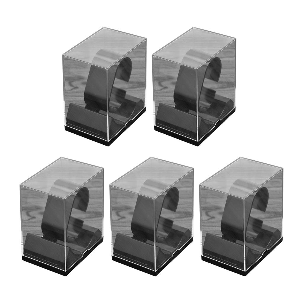 5 Pack Clear Square Watch Display Stands Plastic Storage Case With Dustproof Cover for Jewelry Bracelet Organizers