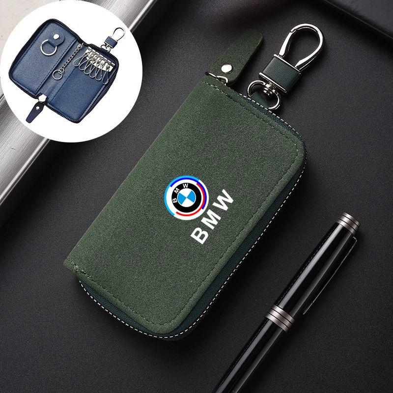 DKHN5 Car Key Cover Case Emblem Zipper Styling Wallet Leather Car Sticker For BMW X1 X2 X3 X5 X4 X6 X7 G30 G20 G32 G11 G12 F40 F30 F20