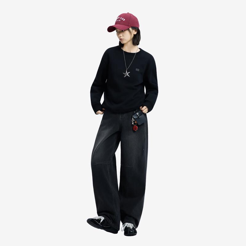 Metersbonwe Women's Alpaca Fleece Round Neck Long Sleeve Sweatshirt