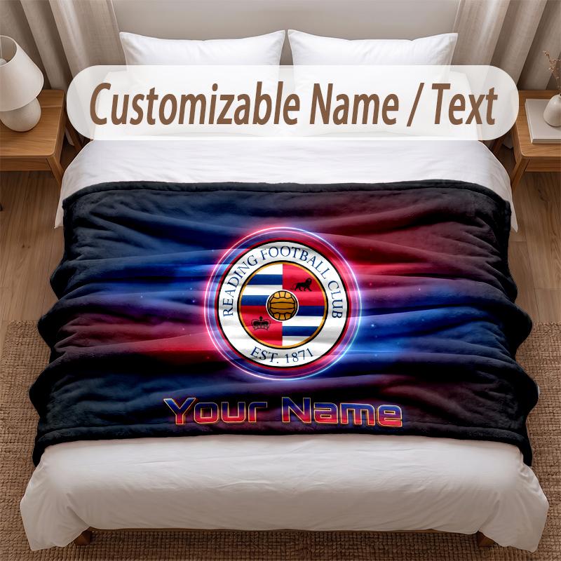 Reading FC Printed Flannel Blanket Custom Name Text Soft Warm Throw For Bedroom Holiday Gift