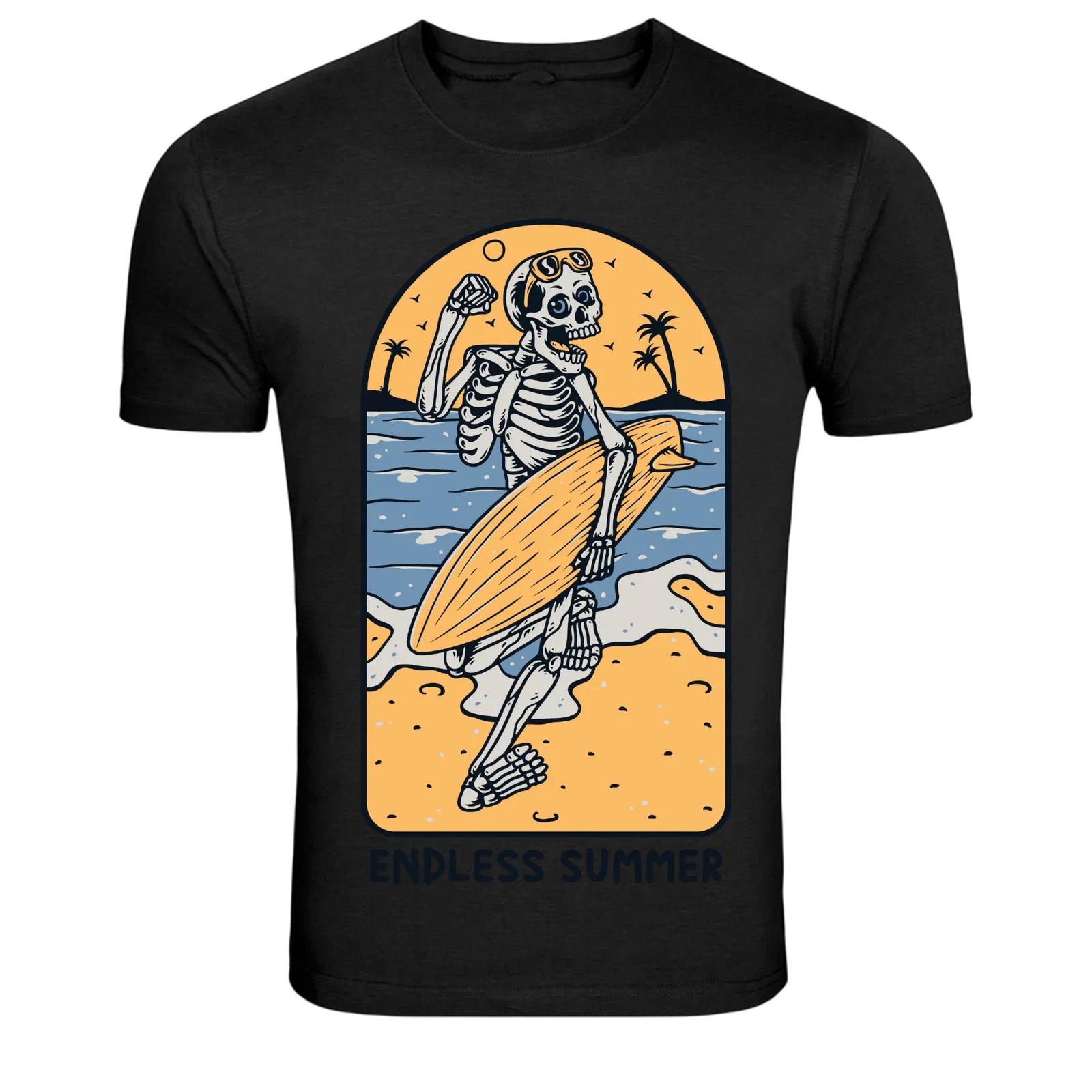 Endless Summer Skeleton Surfer Beach Graphic T-Shirt XXXXL