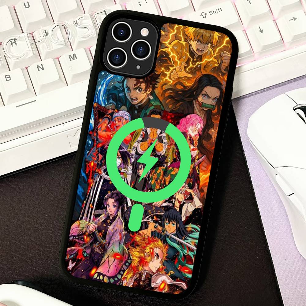 Demon Slayer Cartoon Phone Case Magnetic Case For IPhone 16 14 13 12 11 15 Pro Max Plus For Magsafe Wireless Charge Cover