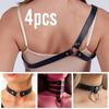 4PC Shoulder Restraint Set with Collar - Women's Black Leather Adjustable Shoulder Strap Lingerie, Suitable for  Gothic Styles