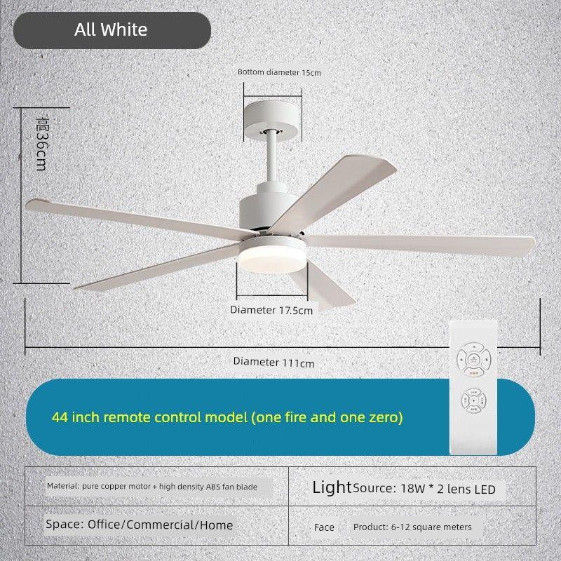 

Large Wind Commercial Living Room Scandinavian 54-Inch Ceiling Fan Lights All White 5 leaf +44 Inch dimming + remote control