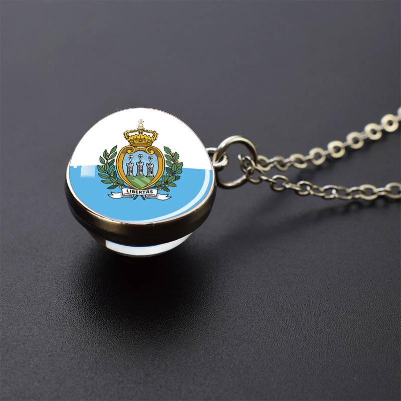 Countries Flag Glass Ball Necklace Russia France Spain UK Italy Poland Ukraine Flag Pendant Necklace Travel Gift