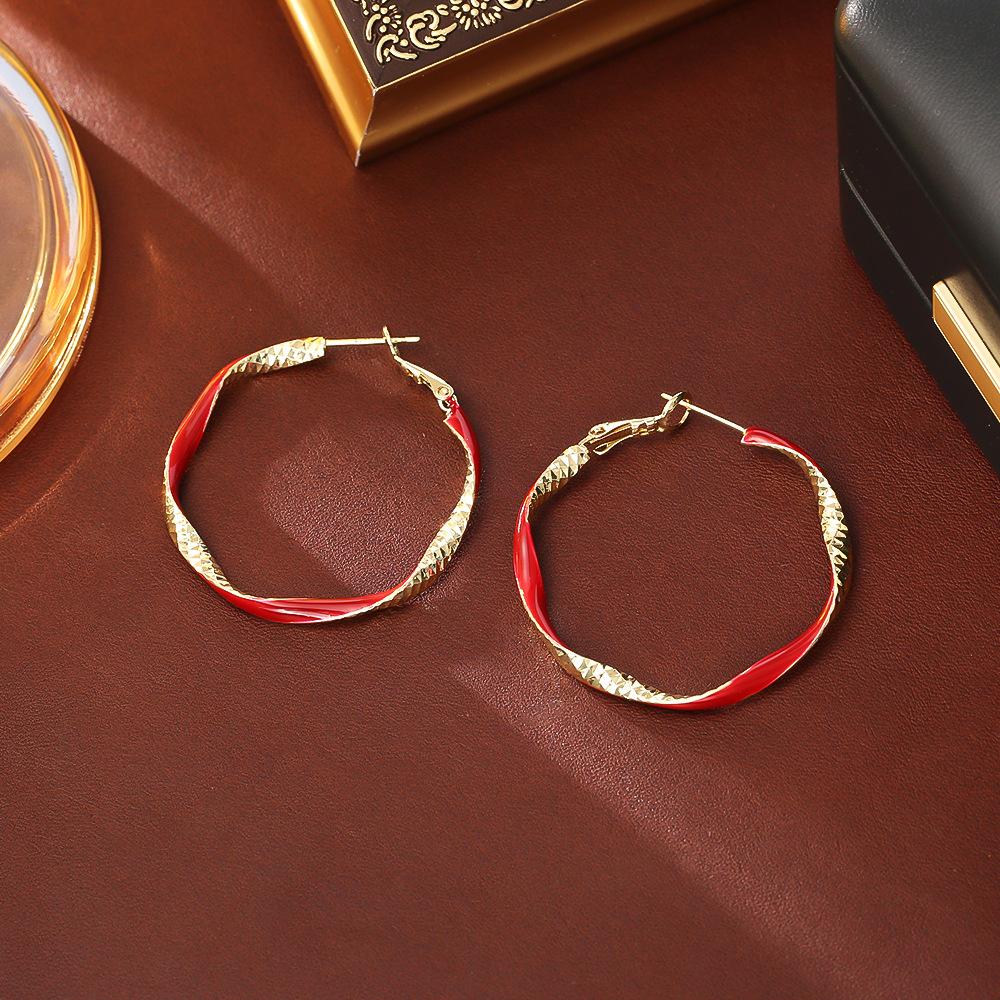 European American Spiral Hoop Earrings for Women Oversized Statement Earrings Fashion Elegant Oil Drop Large Hoop Earrings Trendy Jewelry Gift