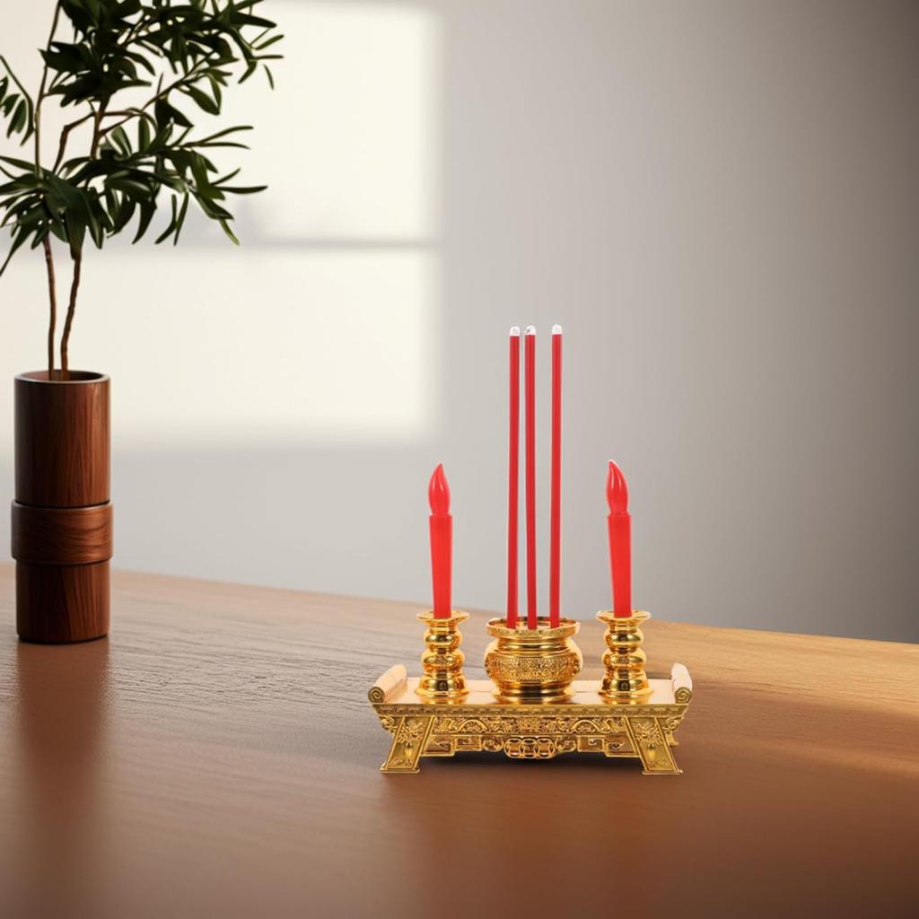 Beaupretty Led Decor Led Electronic Incense Burner Stick Buddhist Candle Lamp Retro Light Chinese Traditional Candlestick Feng Shui Buddhist Worship