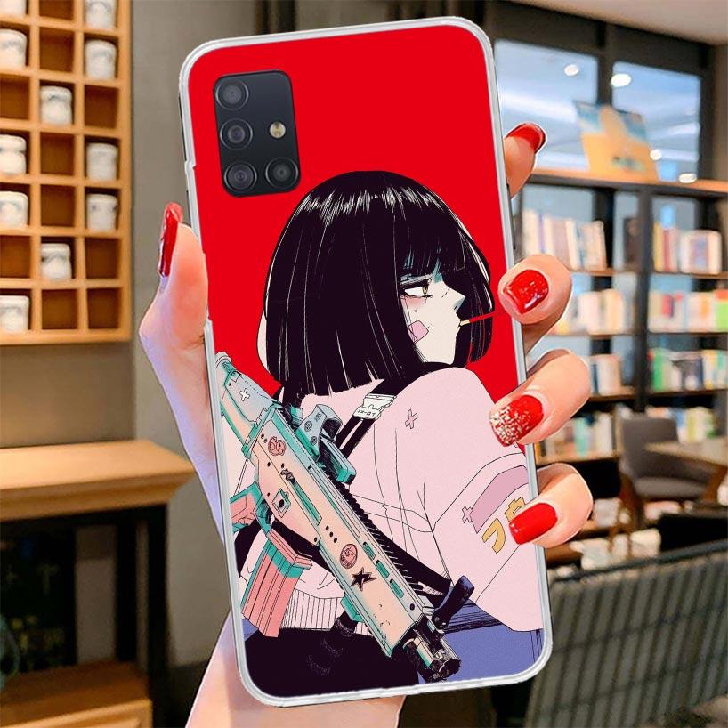 Japanese Style Anime Girl Cover Phone Case For Samsung Galaxy A12 A22 A32 A52 A72 A02S Phone Case Note 20 Ultra 10 S10 Plus A51