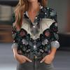 Women's Halloween Printed Casual Half-Open Collar Long Sleeve Shirt