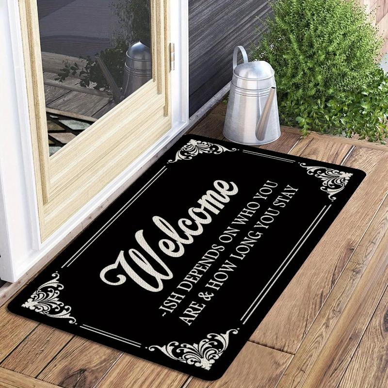 Welcome Doormat with Motivational Quote | Elegant White Cursive Font, Machine Washable Indoor/outdoor Entrance Mat