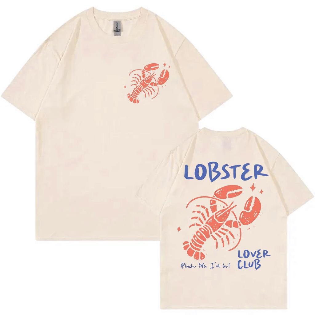 Lobster Lover Club Tshirt Funny Summer Beach Short Sleeve T Shirt Mens Womens Fashion Casual Oversized Tshirts Streetwear