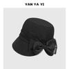 Lady Temperament Bucket Hat Women's Spring and Summer Fashion Face Covering Wide Brim Basin Hat Showing Face Small Bow Sun Protection Sun Hat