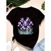 Tricou cu Flori de Iris Tricou Amuzant cu Grafică Imprimată Femei Vintage Desen Animat Casual cu Mânecă Scurtă Top Femei Îmbrăcăminte