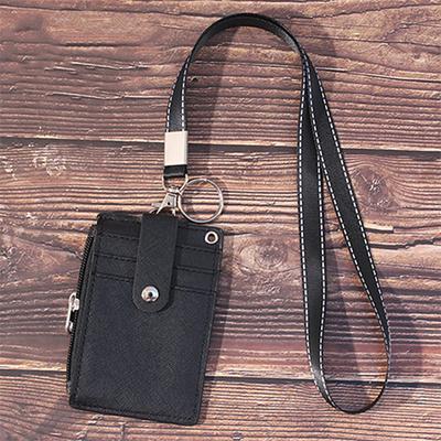 Personalized 5 Card Slot Badge Holder Credit Card Purse Hanging Rope ID Card Sleeve Wallet