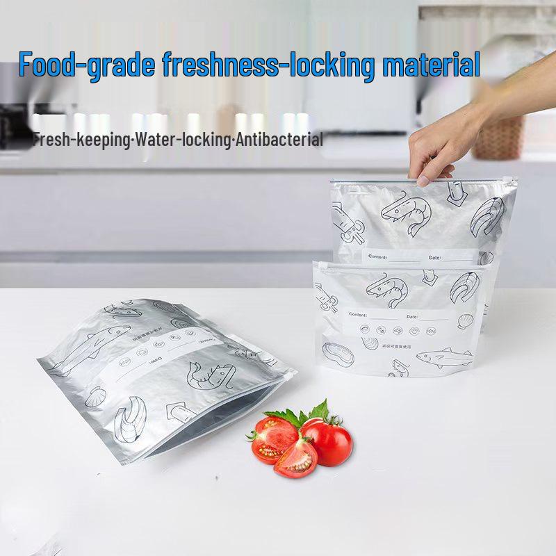 Sealable Japanese Titanium Foil Fresh-Keeping Bags: Odor-Proof, Food-Grade for Refrigerator/Freezer
