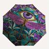 Enchanted Garden: Dragonfly & Iris Circular Art PrintUmbrella, Portable 3-Fold Compact Umbrella,Christmas Gift ES537