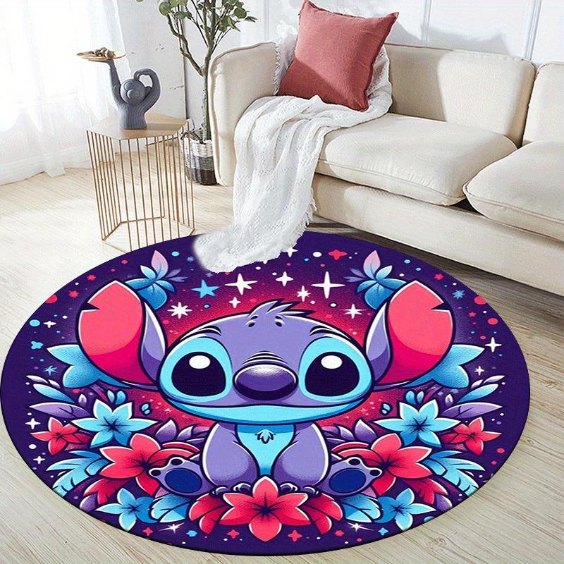 1pc Stitch Round Area Rug - Non-Slip, Machine Washable Polyester Carpet for Living Room & Bedroom Decor