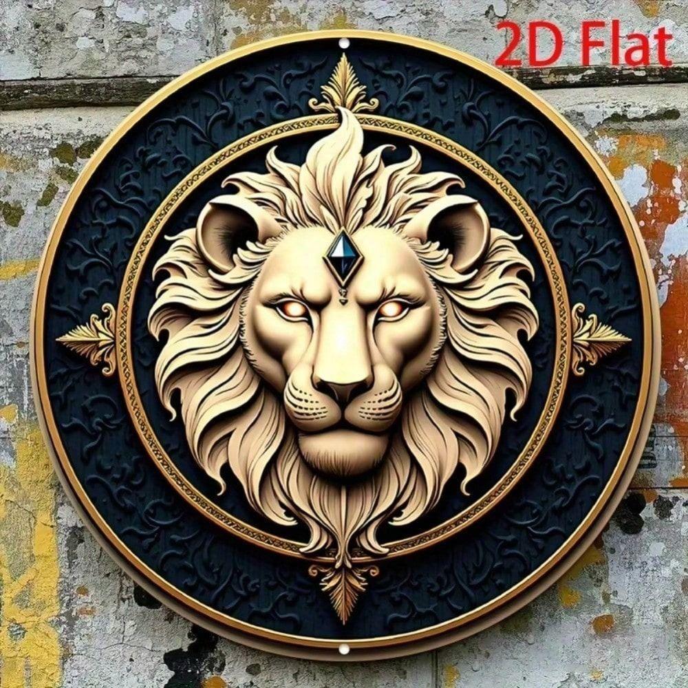 Islamic Lion Metal Wall Art Aluminum Poster 7.8 Inch Living Room Decor