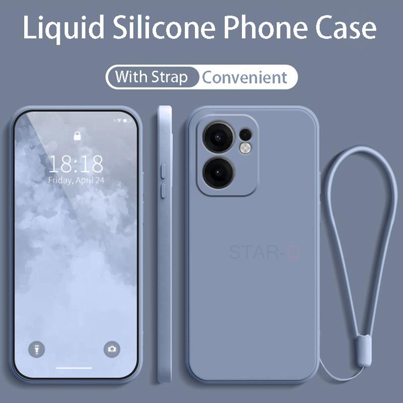 

Reno13F Reno12F S Strap Liquid Silicone Phone Case For Oppo Reno13 Reno12 FS 4G 5G Lanyard Back Cover On Reno 13FS 12FS Reno13 F 4G