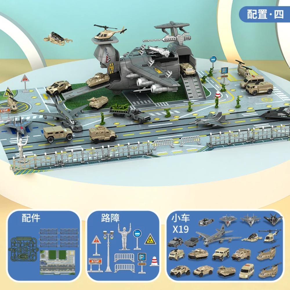 Children s puzzle can receive military transport model toy boy fighter simulated military base scene
