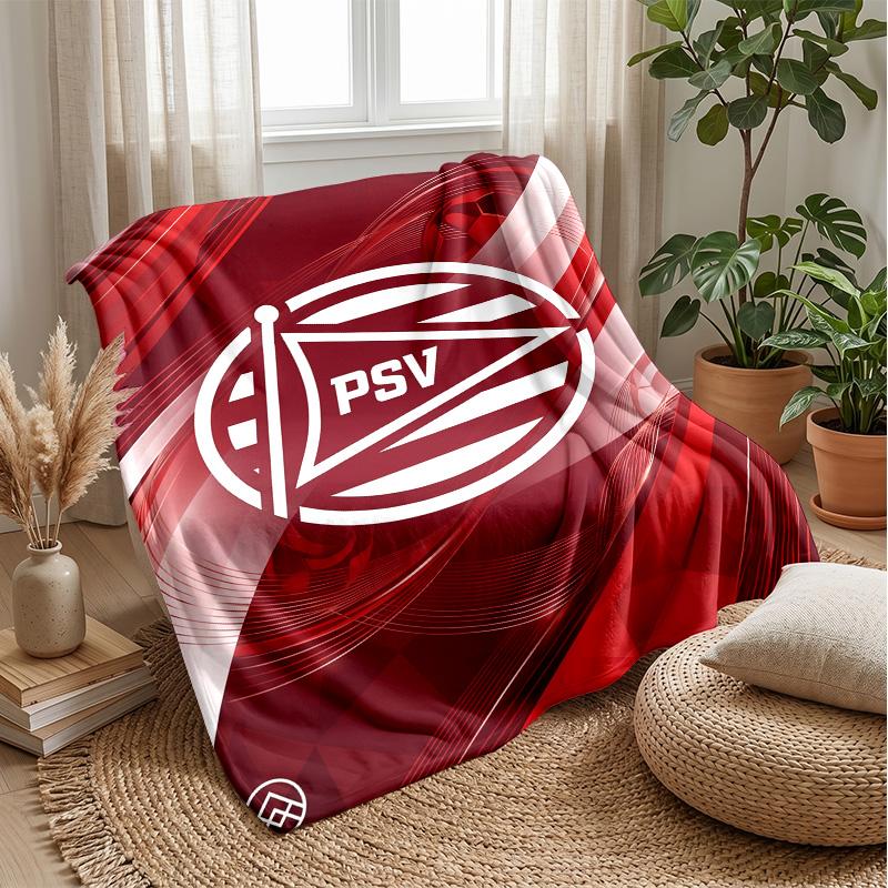 PSV Eindhoven FC Coperta Morbida in Pile di Flanella Leggera Accogliente Calda Coperta da Divano Letto Decorazione per la Casa