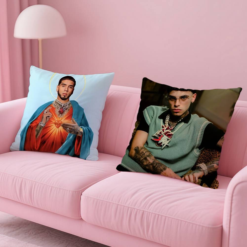 Rapper A-Anuel Aa Pillow Case Anti-Dustmite Pillowcase Invisible Zipper Silky Short Plush Sofa Cushion Cover