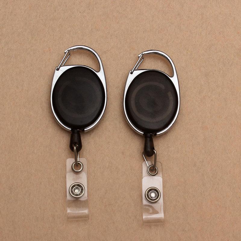 NEW Black Retractable Pull Badge Reel ABS Plastic Scalable Student Nurse Exhibition Genuine Leather Business Card Badge Holder ID Name Case Supplies