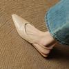 Fashion 2025 New Summer Women Mules Genuine Leather Women Shoes Pointed Toe Low Heel Cover Toe Modern Women Sandals Ladies Shoes