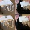 3 Pairs Full Shiny Rhinestone Hoop Earrings Different Size Gold/Silver Color Earrings For Women Simple Luxury Jewelry