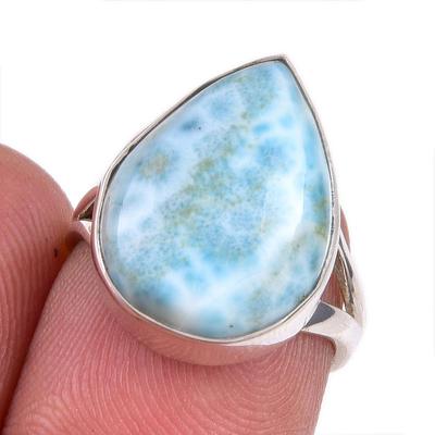Natural Republic Larimar Gemstone 925 Solid Silver Jewelry Ring Size 5.5 S8Z26