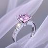 Romantic Pink Ring for Women, Bright Cubic Zirconia Bridal Wedding Ring, Simple and Fashionable