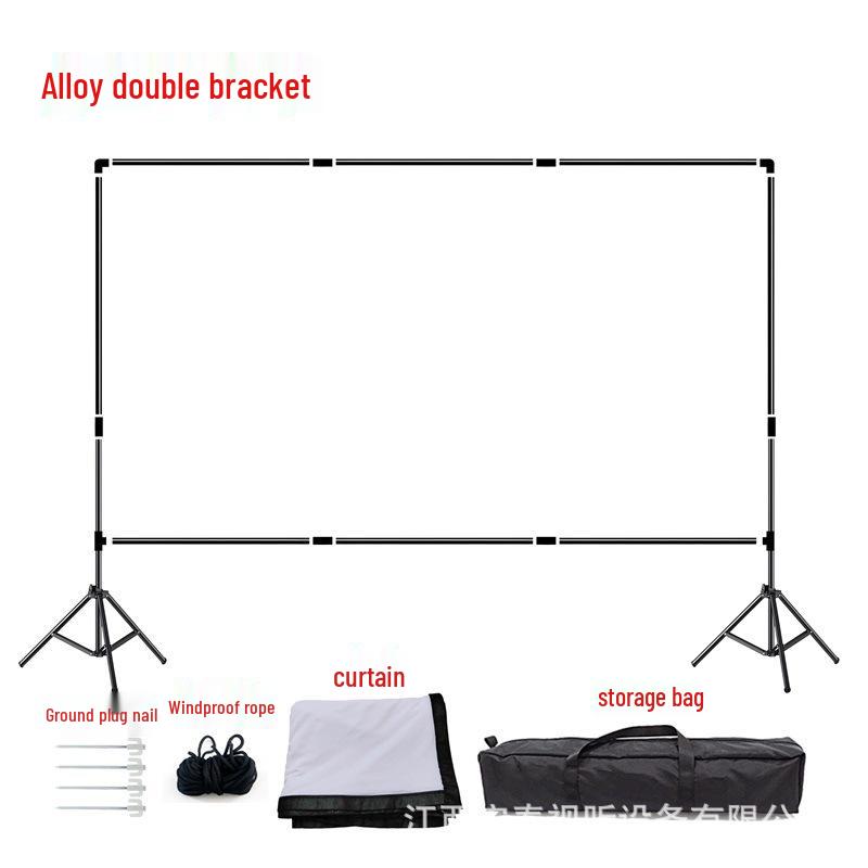 Portable Double-Pole Foldable Outdoor Projector Screen for Camping and Commercial Use