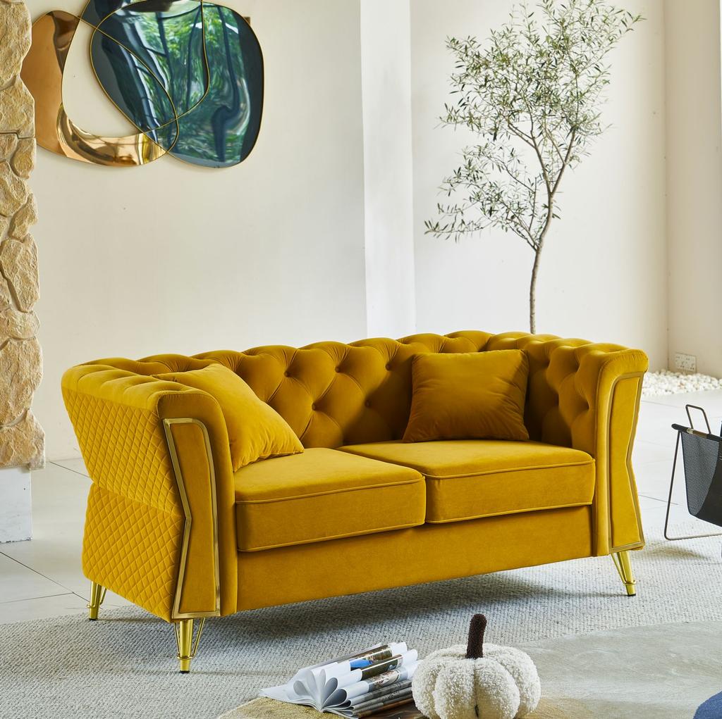 Sofa Emy Mustard With Cushions  Cm 162X83X76