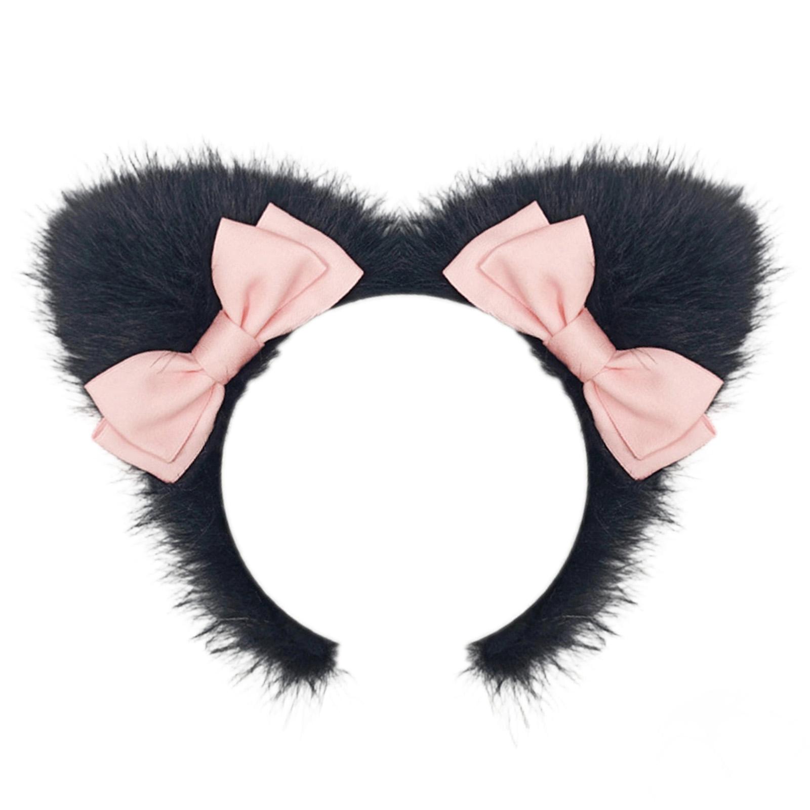 Animal Cosplay Costume Fauxs Furs Wolf Cats Foxes Tail and Cats Ears Headbands Halloween Party Costume Accessories E