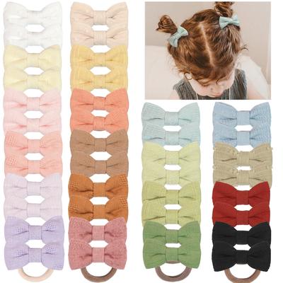 20 Pièces 2'' Nœuds pour Bébé, Élastiques à Cheveux pour Bébé Filles, Bandeaux en Nylon Doux et Élastique, Accessoires pour Cheveux pour Enfants