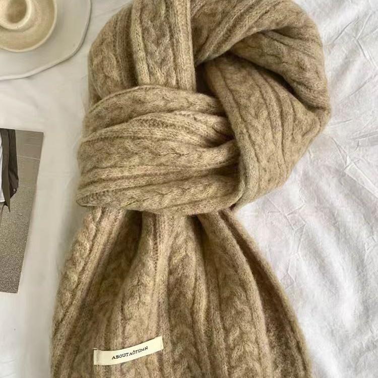 Wool Blended Knitted Scarf for Women In Winter Korean Style Soft and Waxy Fashionable Versatile Warm Student Couple Autumn and Winter Scarf for Men