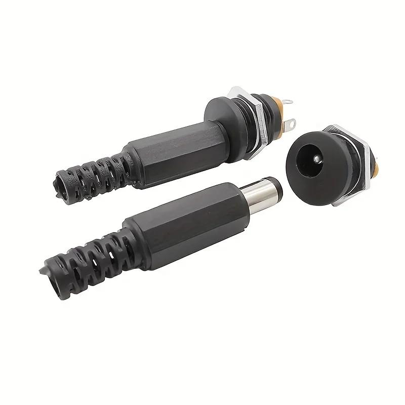 5Pairs 5.5x2.1mm DC Power Supply Male Plug + Female Jack Panel Mount Solder Wire Connector 5.5 * 2.1mm DC Plug Socket Connector