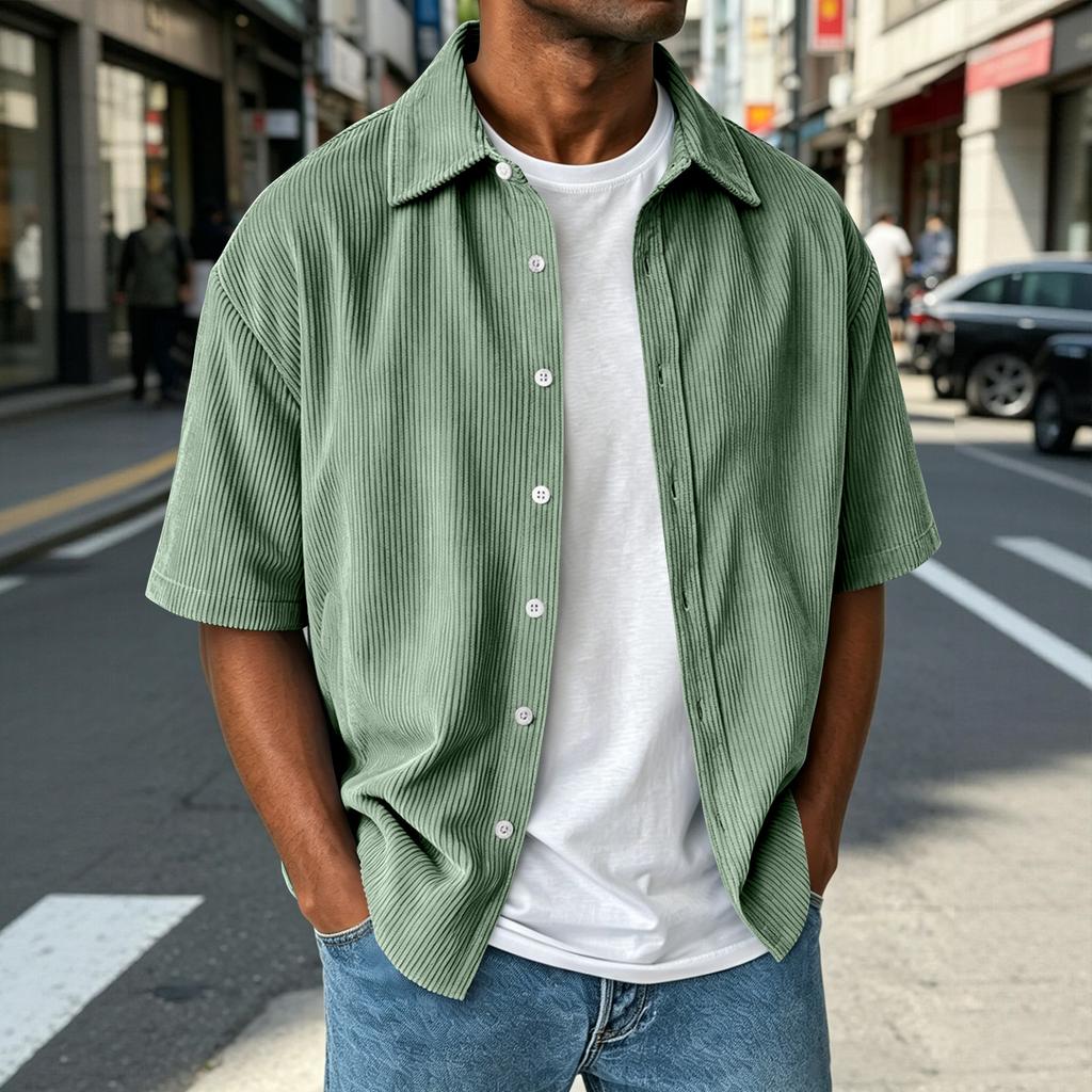 Men's Collared Top Men's Casual And Comfortable Short Sleeved Shirt