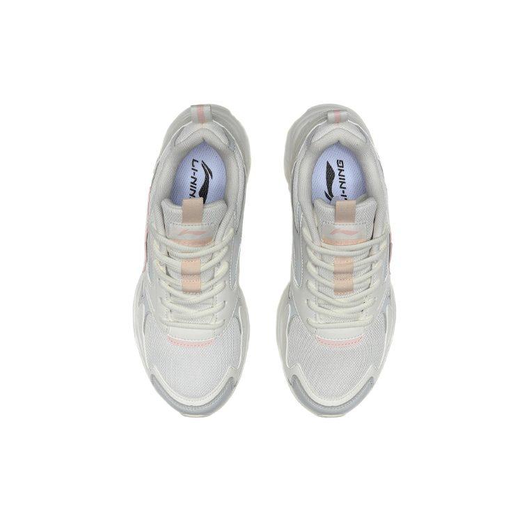 Li Ning Cushioning Slip Resistant Abrasion Resistant Low Top Running Shoes Women's Mist White ARLR018-5