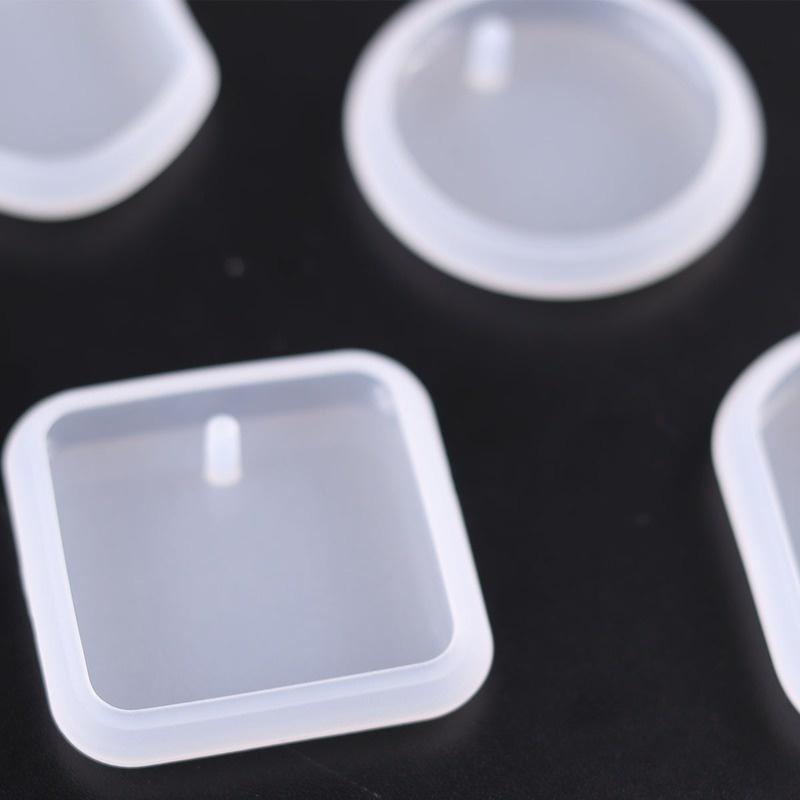 1Pc Handmade DIY Keychain Pendant Silicone Mold Set Crystal Epoxy Resin Mold Round Rectangle Pendants Making Mould