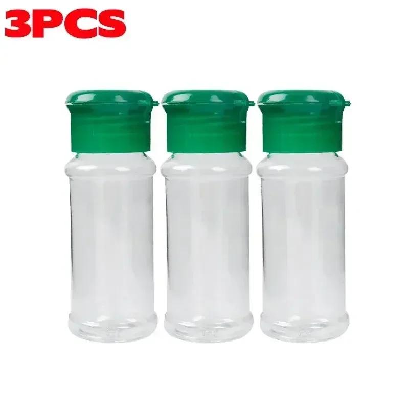 Portable Spice Jar with Shaker Lid Clear Plastic Seasoning Bottle Set BBQ Camping Salt Pepper Shaker Kitchen Gadget Food Trucks