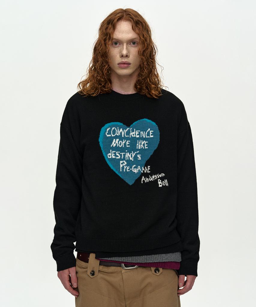 ADSB ANDERSSON BELL Boys Heart Message Crew-Neck Sweater Atb1453M(Black)