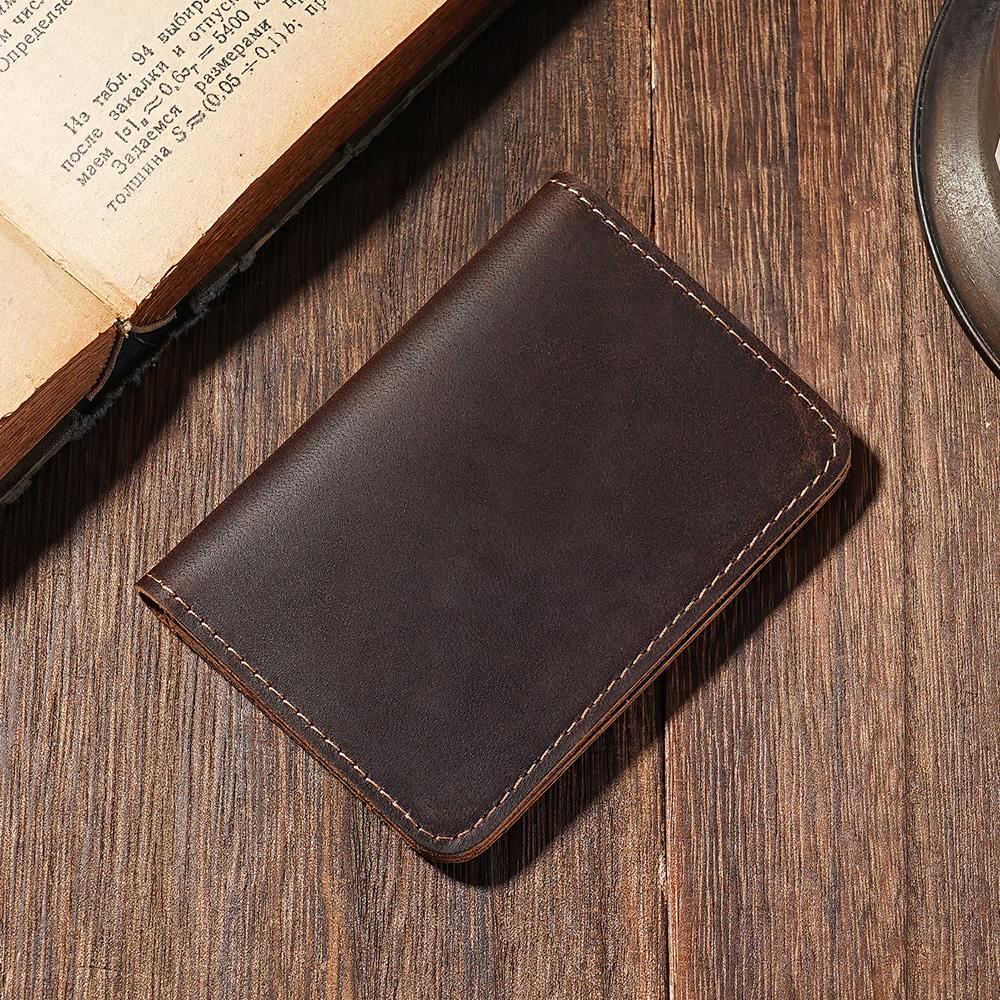 Handmade Leather Cards Holder Vintage Style Minimalist Leather Credit Card Wallet Id Wallet for Men Protector Sleeve