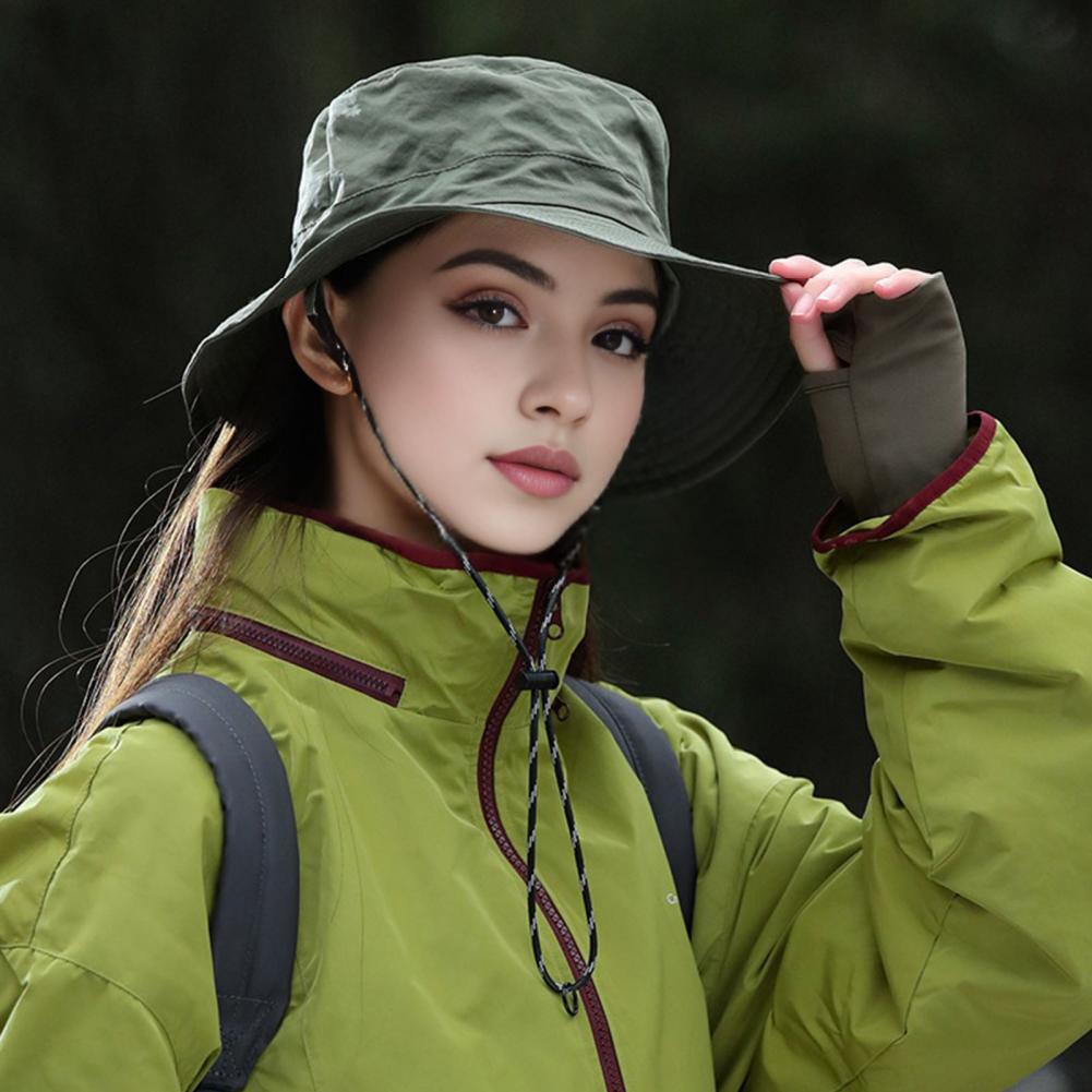 Unisex Fisherman Hat Large Brim Windproof Chin Strap Anti UV Sunlight Quick Dry Great Breathability Outdoor Fishing T