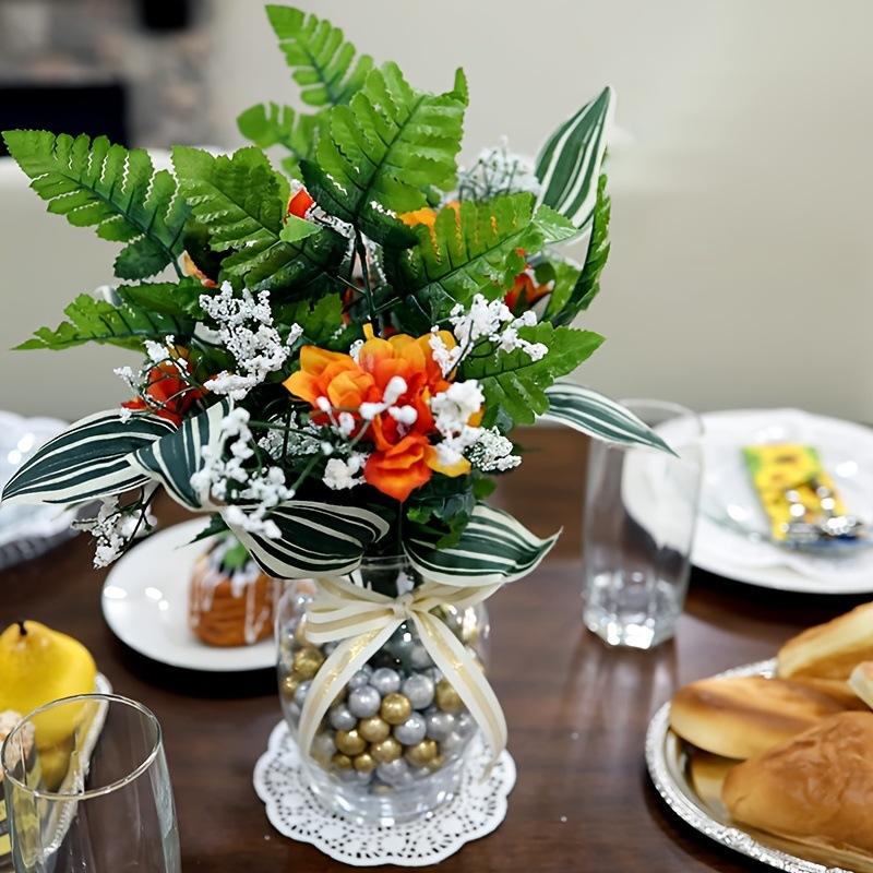 Simulated Green Plant Single Persian Leaf, Home Dining Table Ornament Diy Plant Wall Background Accessories Fake Flower Decoration
