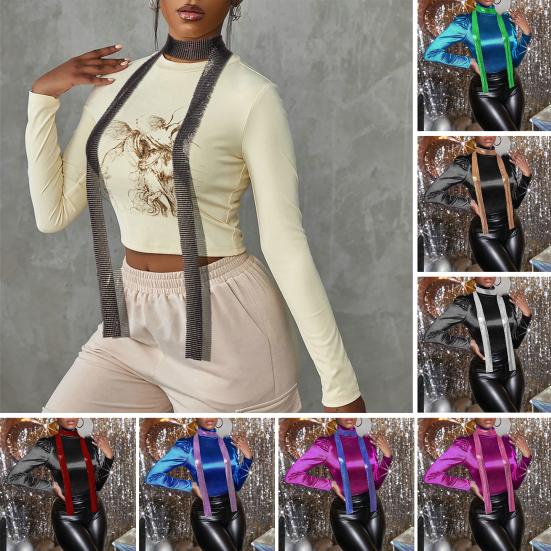 Metal Scarf Sparkling Sequin Thin Long Scarf Night Club Party Glittery Women Neck Wrap Neck Accessory