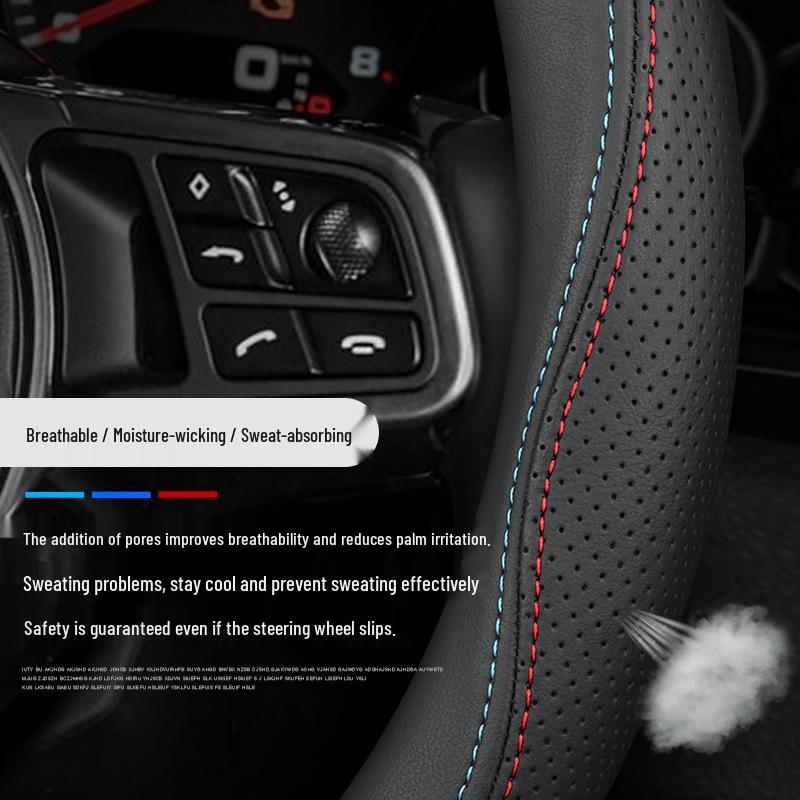 Genuine Leather Steering Wheel Covers for Jeep Compass, Cherokee, Renegade, Wrangler Handlebar.